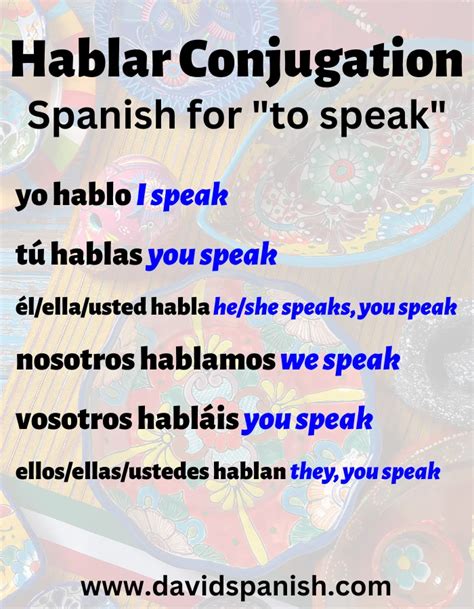 English translation of 'hablar' .